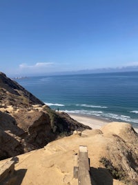 a view from the top of a cliff overlooking the ocean